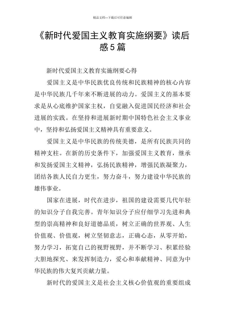 《新时代爱国主义教育实施纲要》读后感5篇_第1页