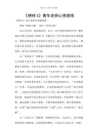 《榜样5》青年教师心得感悟