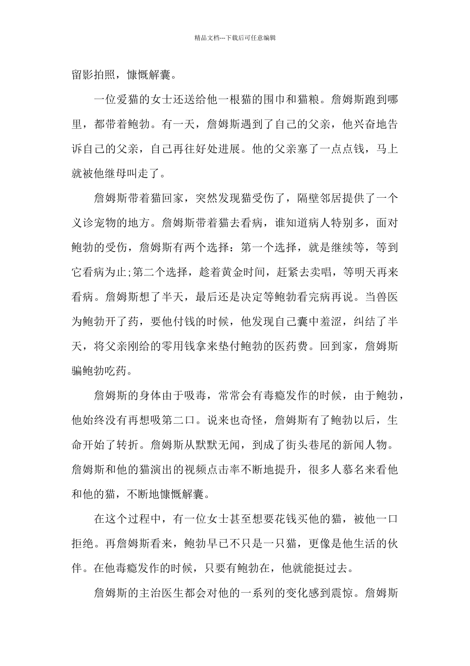 《流浪猫鲍勃》的观后感_第2页