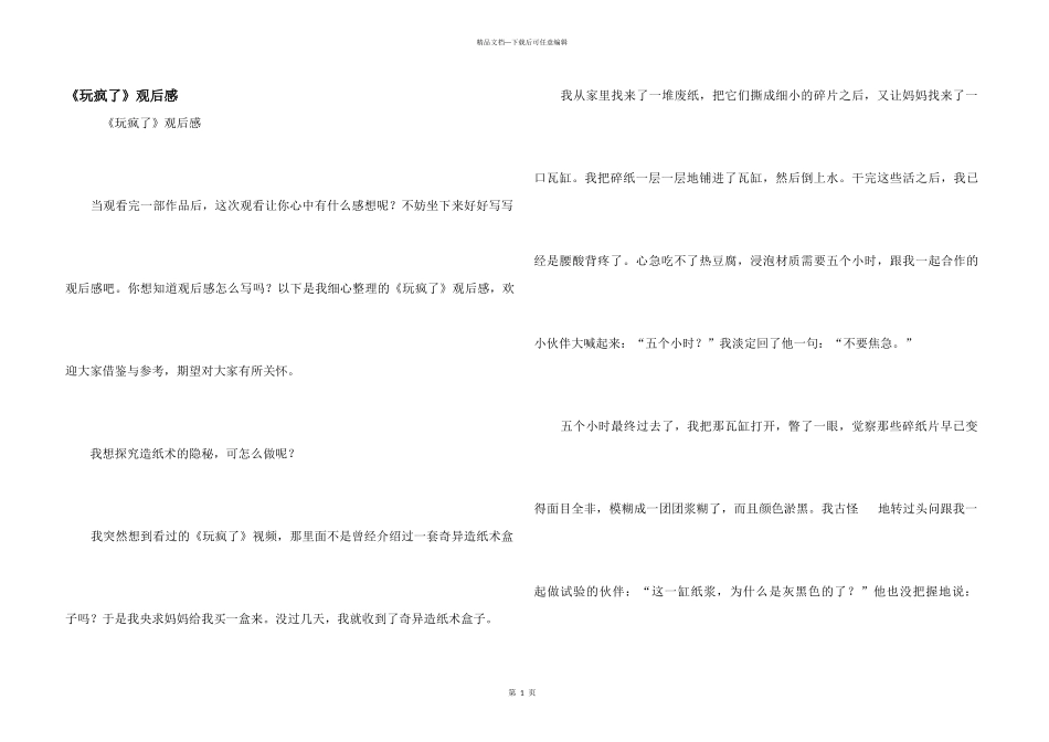 《玩疯了》观后感_第1页