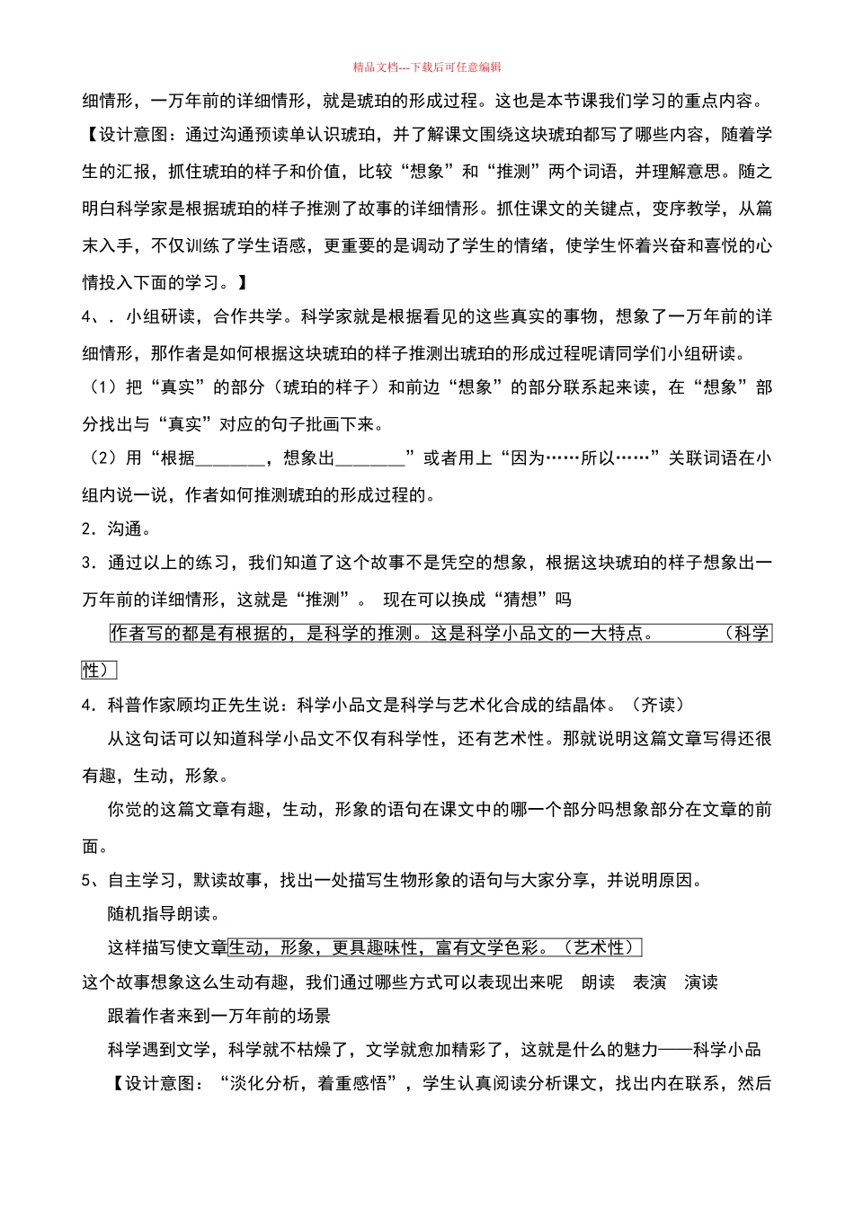 《琥珀》教学设计_第3页