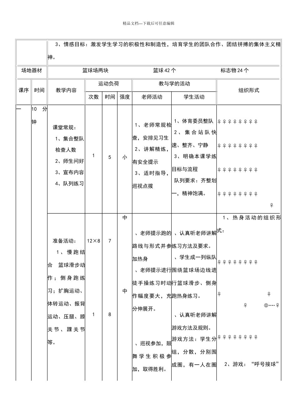 《篮球传切配合及体能练习》教学设计_第3页