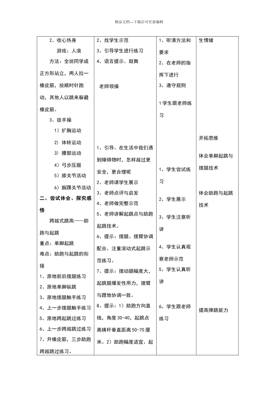 《跨越式跳高》教学设计及反思_第2页