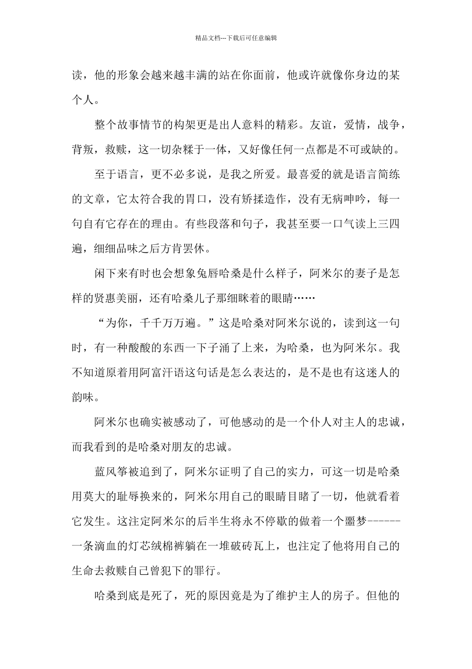 《追风筝的人》读后感优秀范文_第3页