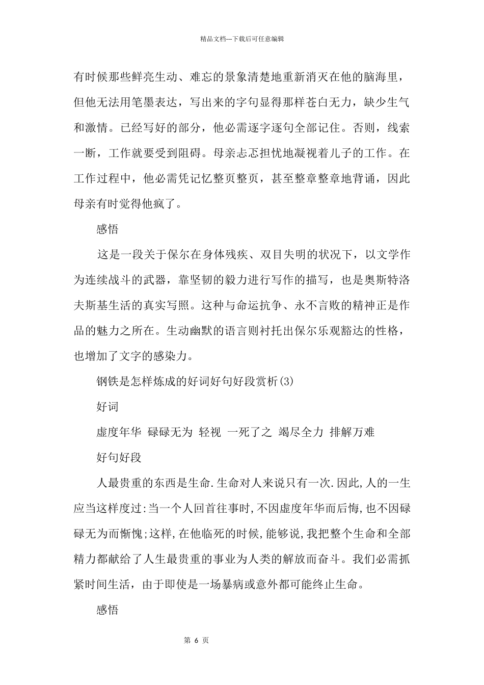 《钢铁是怎样炼成的》好段赏析_第2页