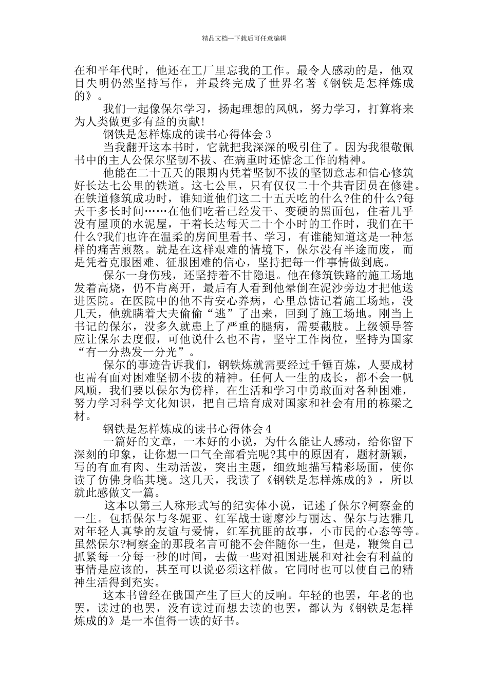 《钢铁是怎样炼成的》读书心得体会7篇_第2页