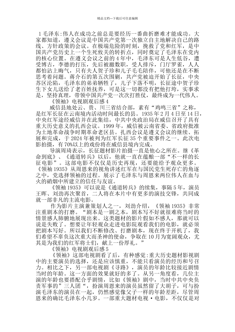 《领袖》电视剧观后感5篇_第3页