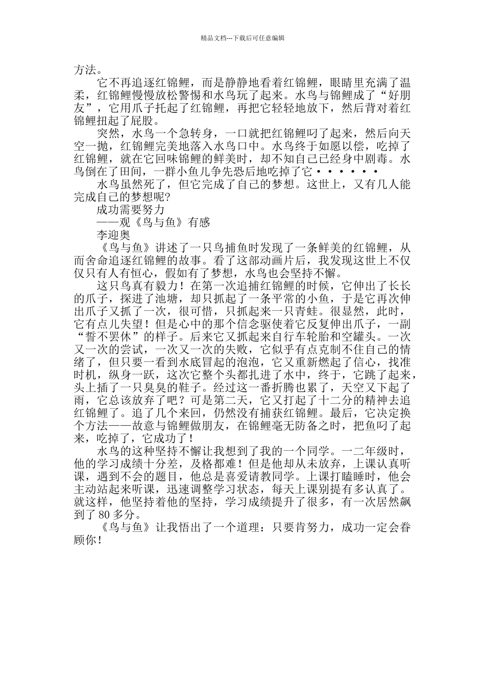 《鸟与鱼》观后感_第2页