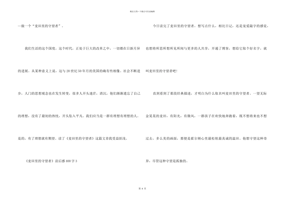 《麦田里的守望者》读后感400字优秀_第3页
