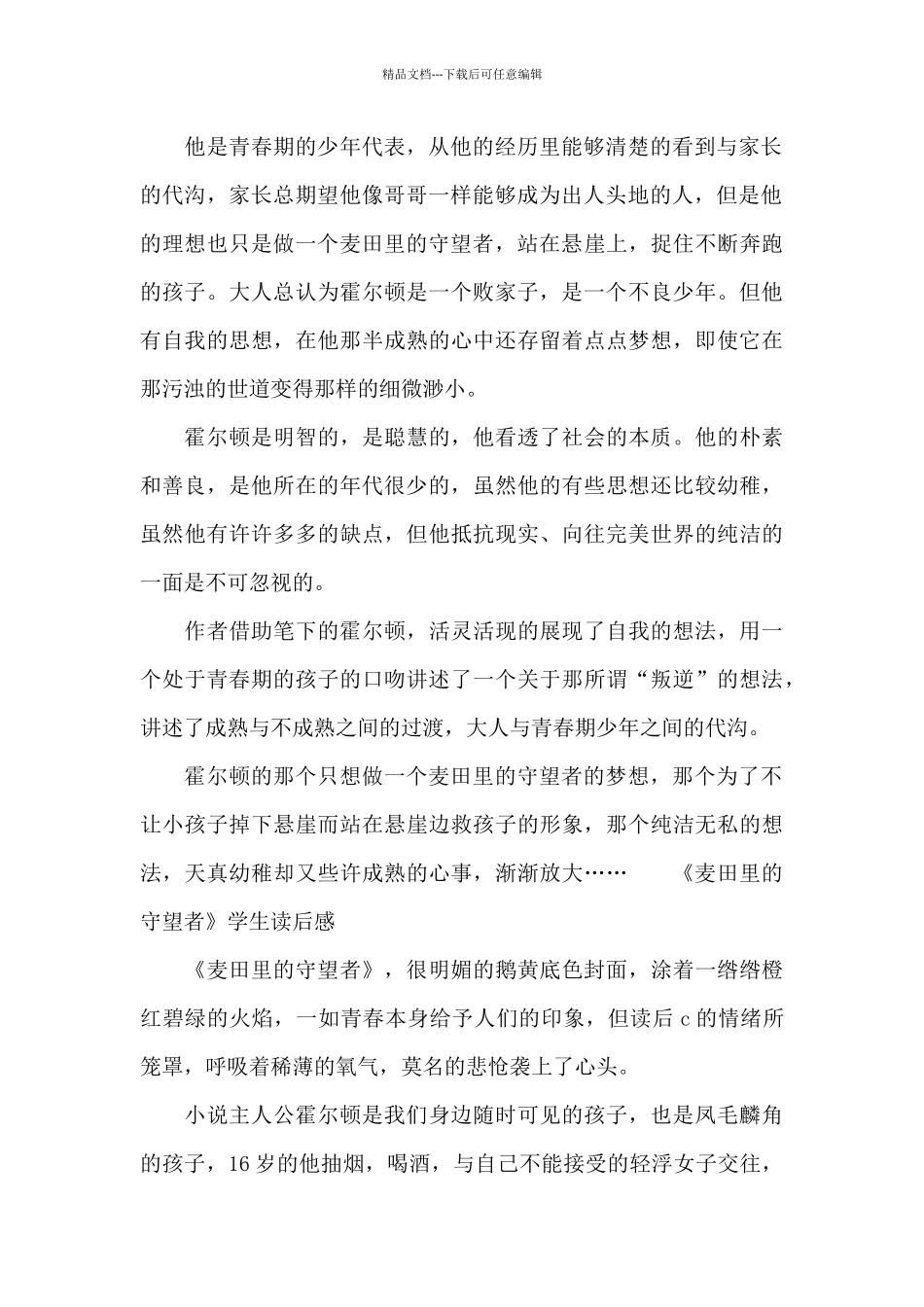 《麦田里的守望者》学生读后感_第2页