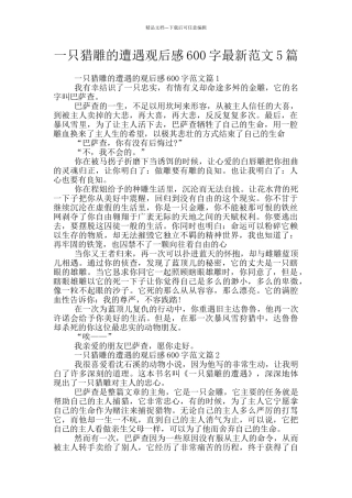 一只猎雕的遭遇观后感600字最新范文5篇