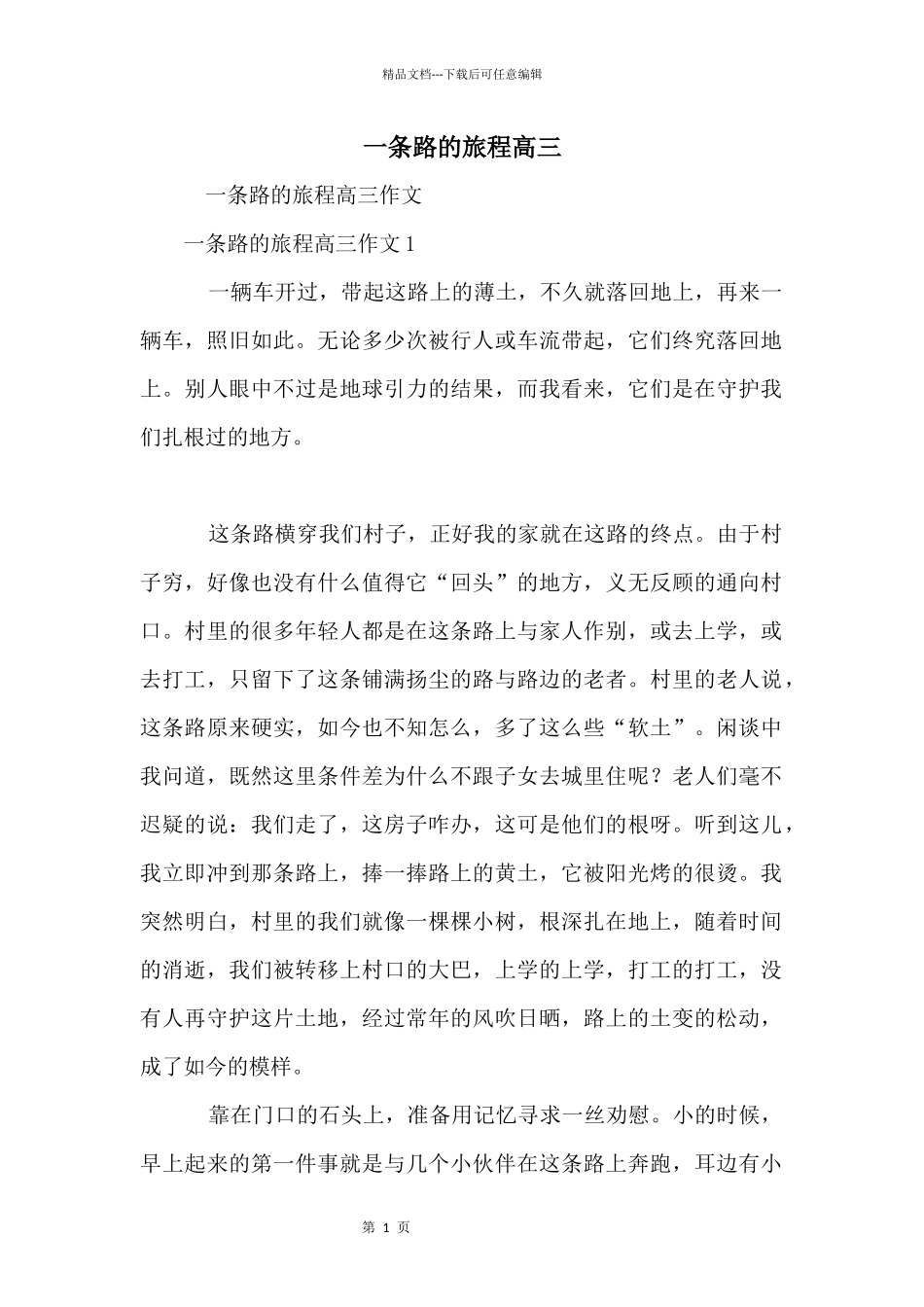 一条路的旅程高三_第1页