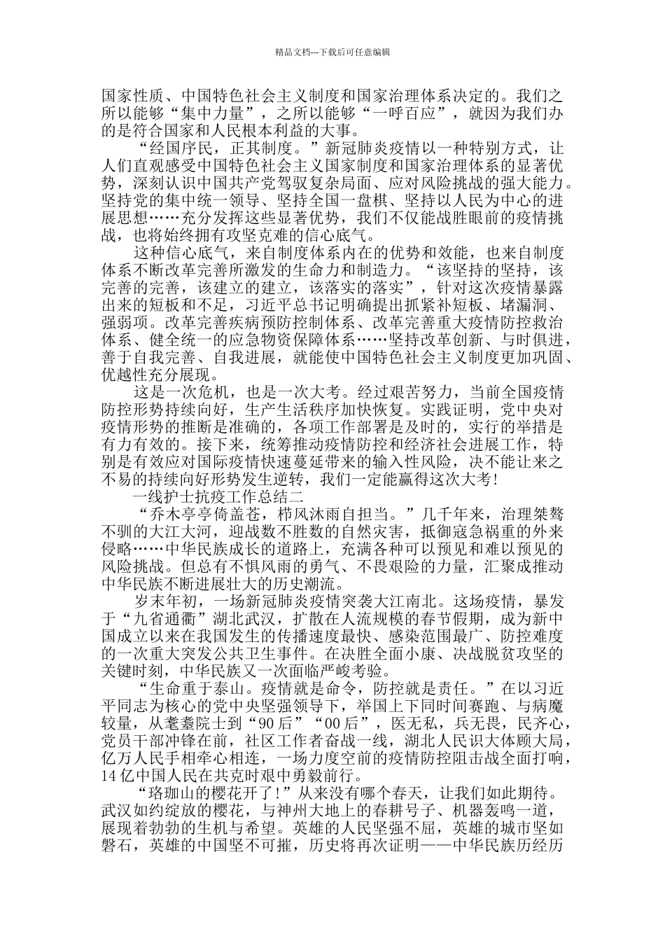 一线护士抗疫工作总结2024_第2页