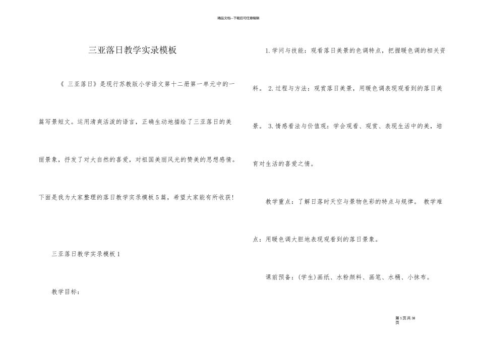 三亚落日教学实录模板_第1页