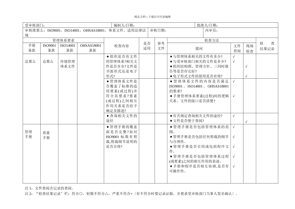 三体系内审检查表_第1页