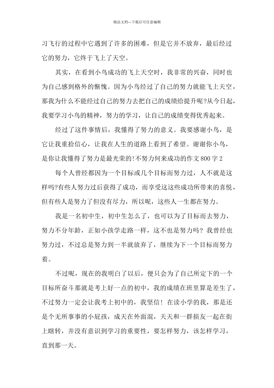 不努力何来成功的作文800字_第2页