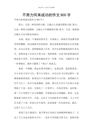 不努力何来成功的作文800字