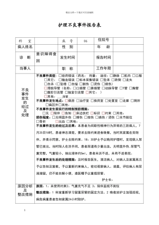 不良事件报告表