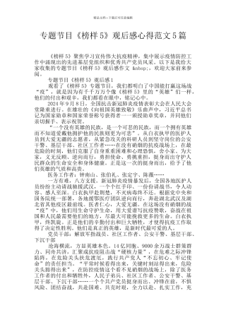 专题节目《榜样5》观后感心得范文5篇
