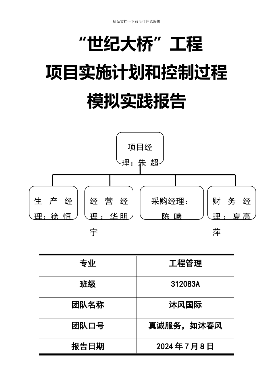 世纪大桥项目计划书_第1页