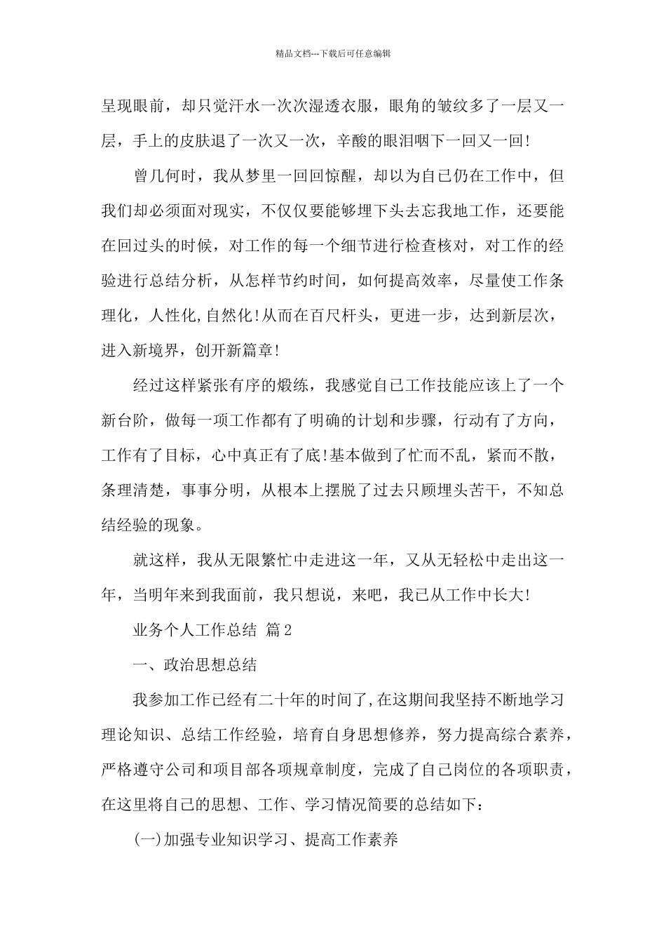业务个人工作总结范文_第2页