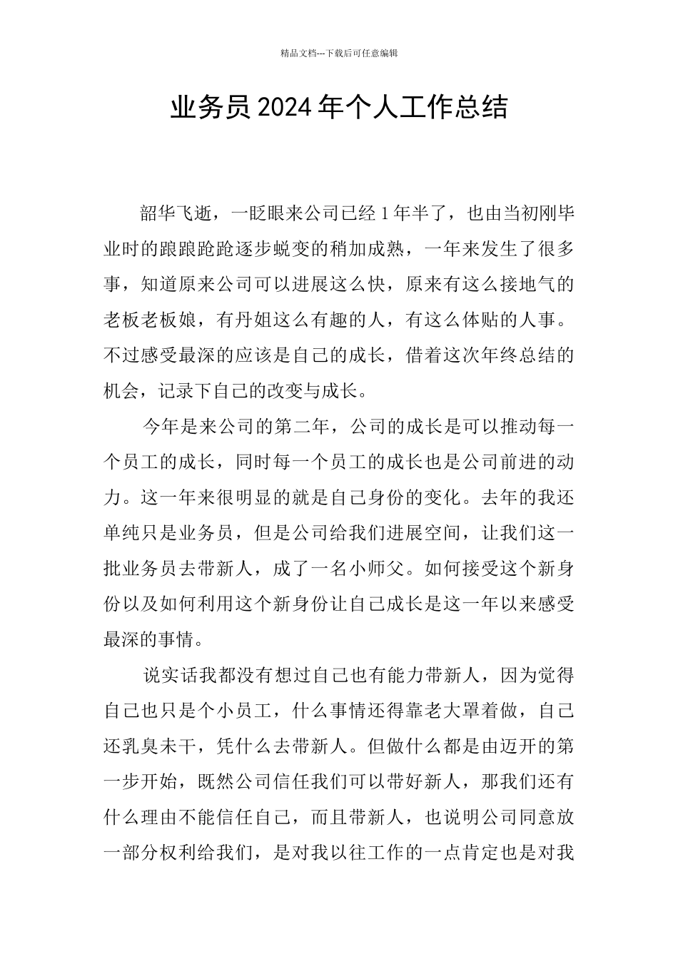 业务员2024年个人工作总结_第1页