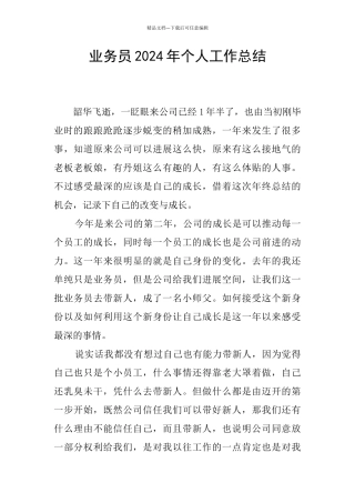 业务员2024年个人工作总结
