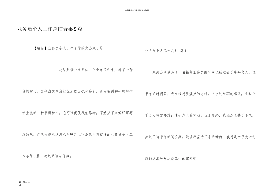 业务员个人工作总结合集9篇_第1页