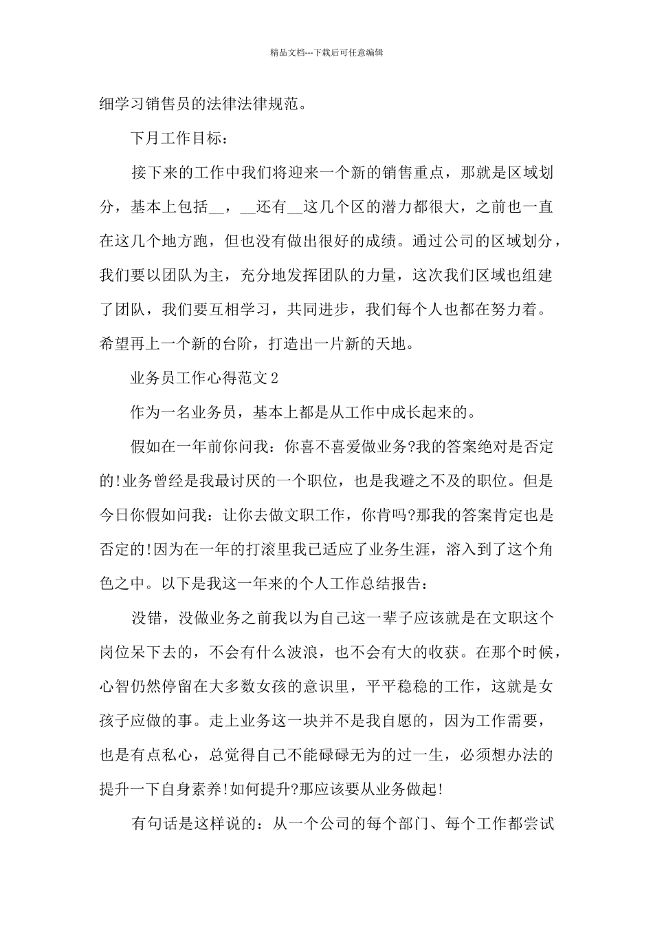 业务员工作心得范文5篇_第2页