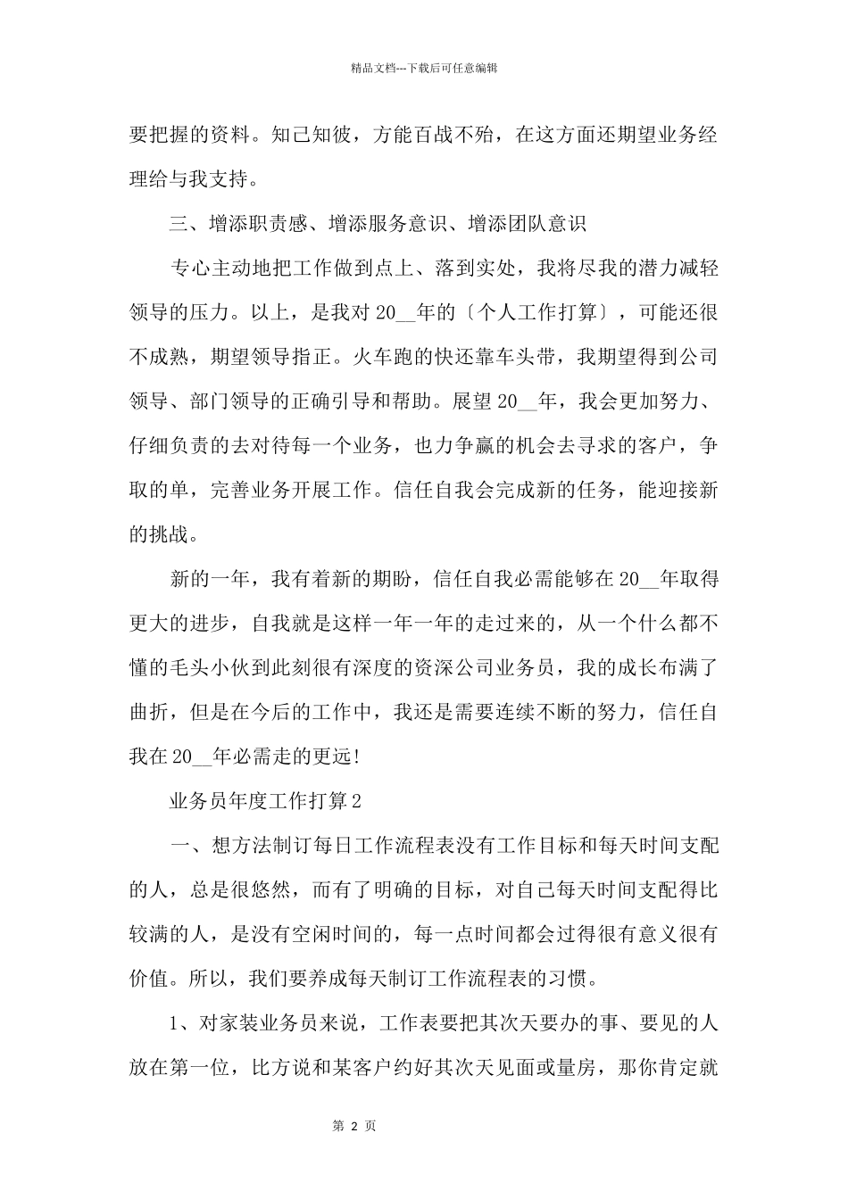 业务员年度工作计划格式五篇_第2页