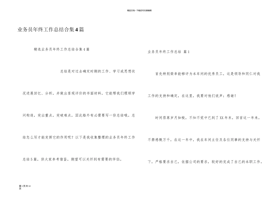 业务员年终工作总结合集4篇_第1页