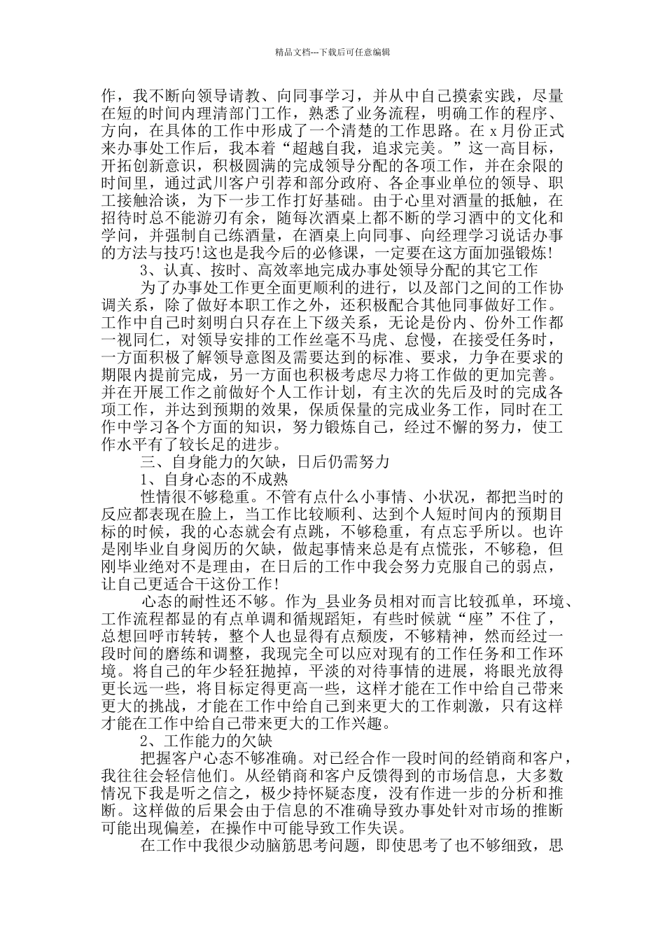 业务员年终工作总结报告与个人工作计划_第3页