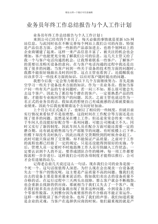 业务员年终工作总结报告与个人工作计划