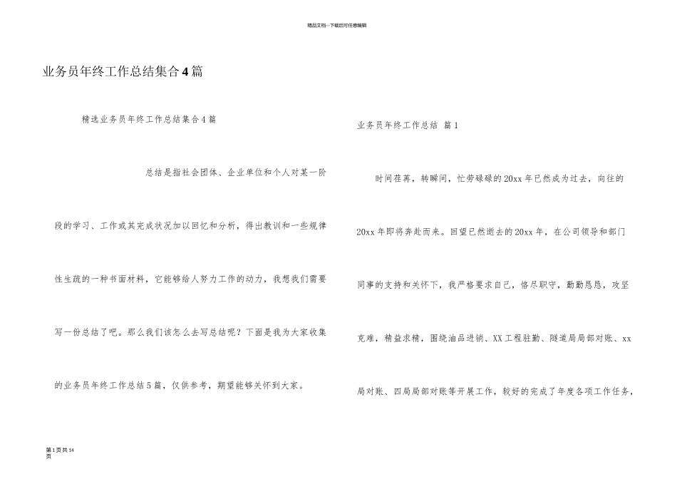 业务员年终工作总结集合4篇_第1页