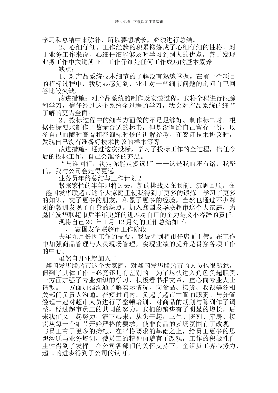业务员年终总结与工作计划_第3页