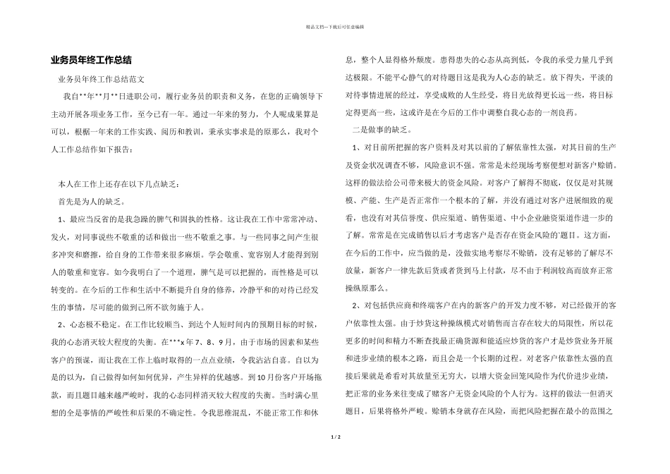 业务员年终工作总结_第1页