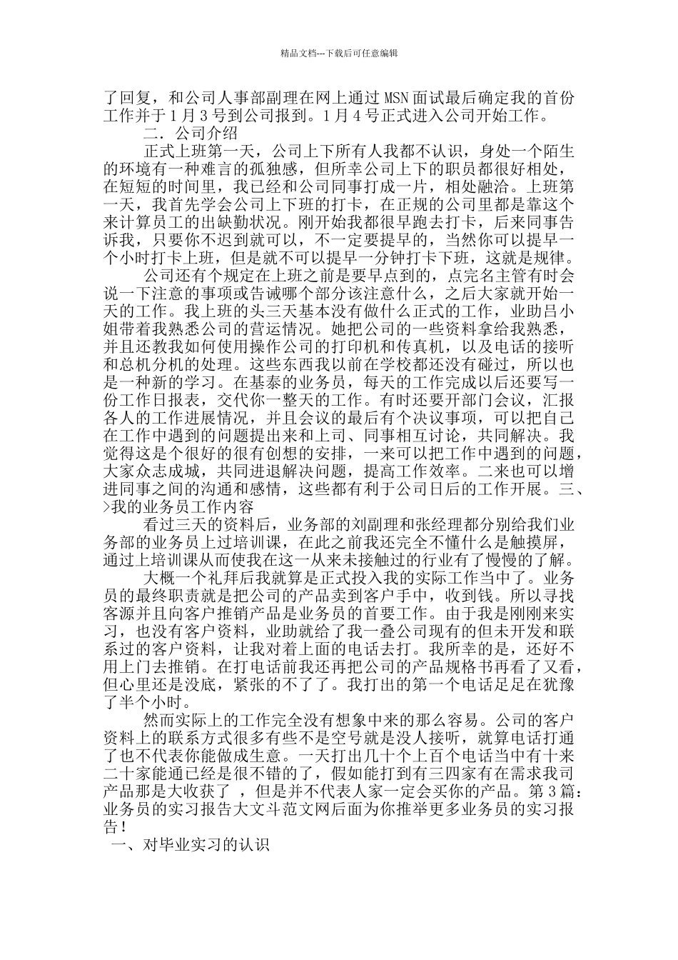 业务员的实习报告_第3页