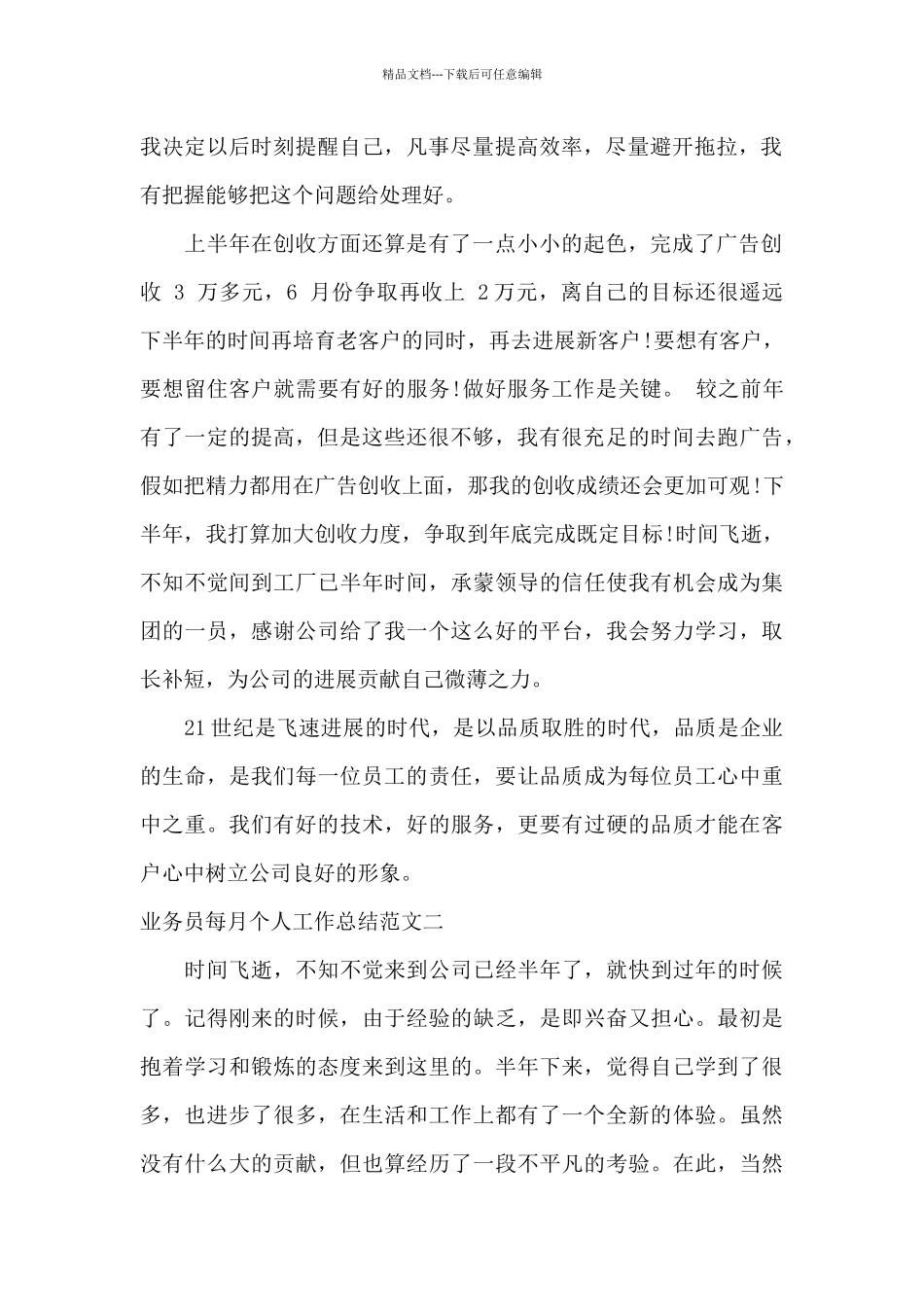 业务员每月个人工作总结_第2页