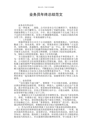 业务员年终总结范文