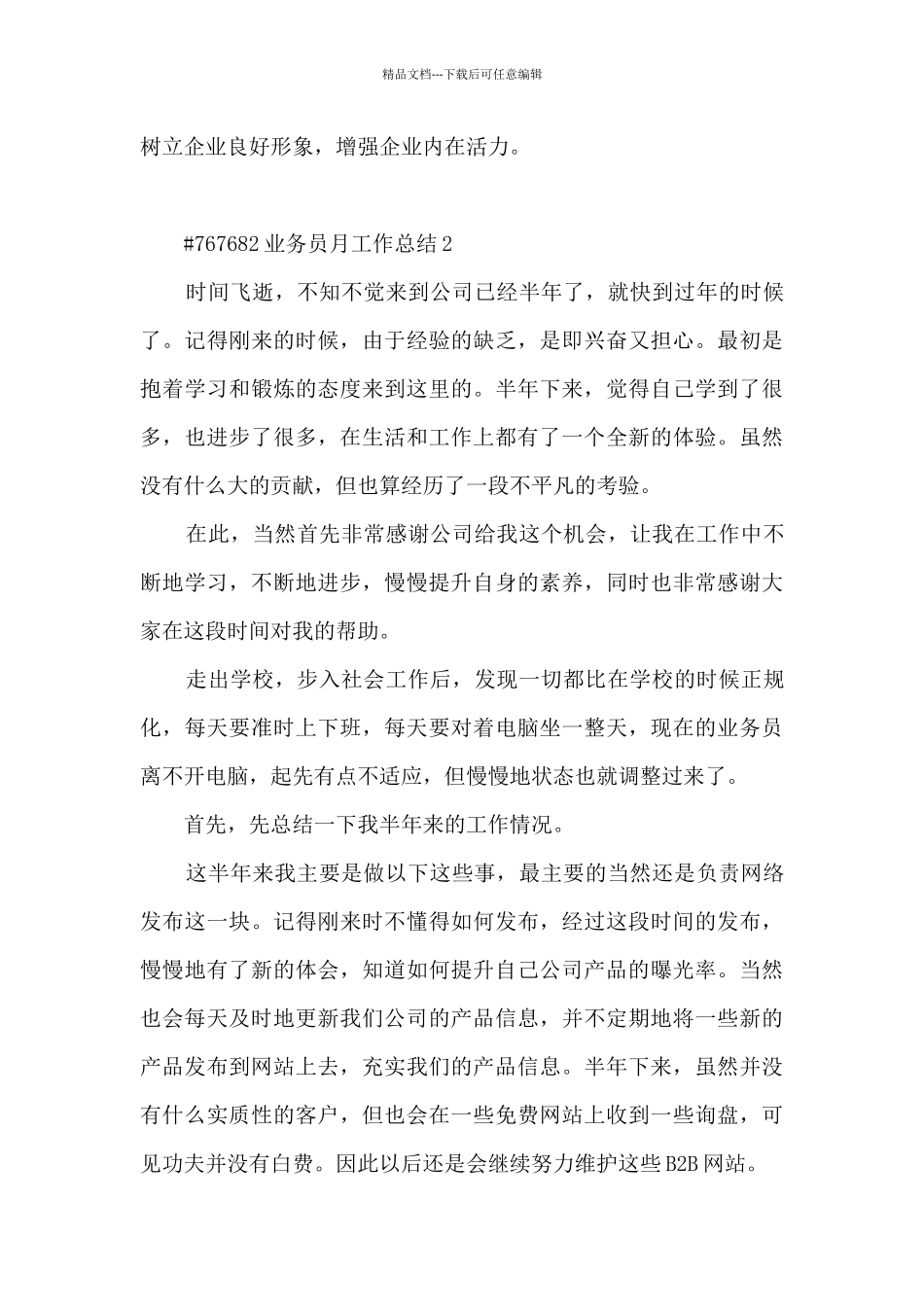 业务员月工作总结_第3页