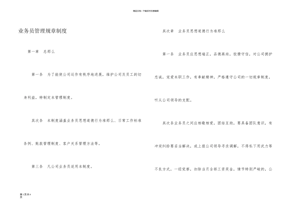 业务员管理规章制度_第1页