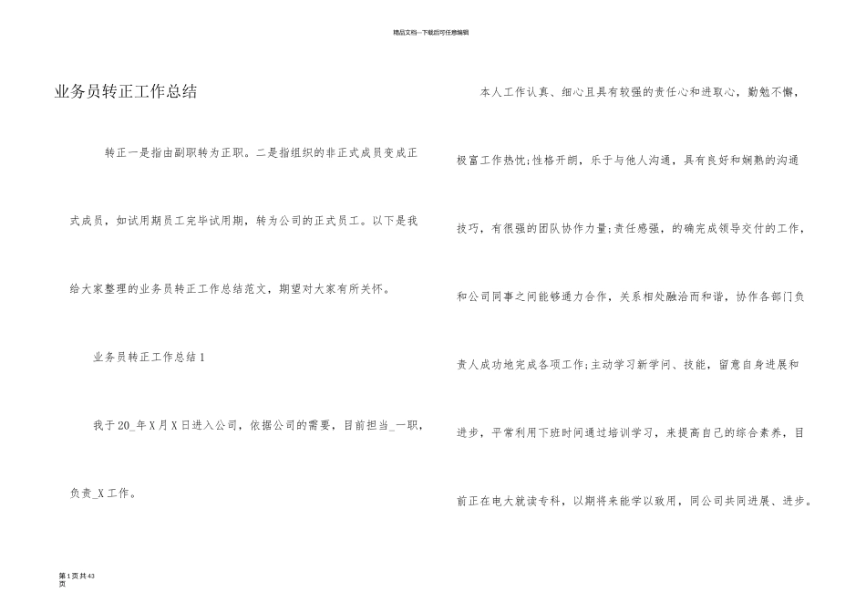 业务员转正工作总结_第1页