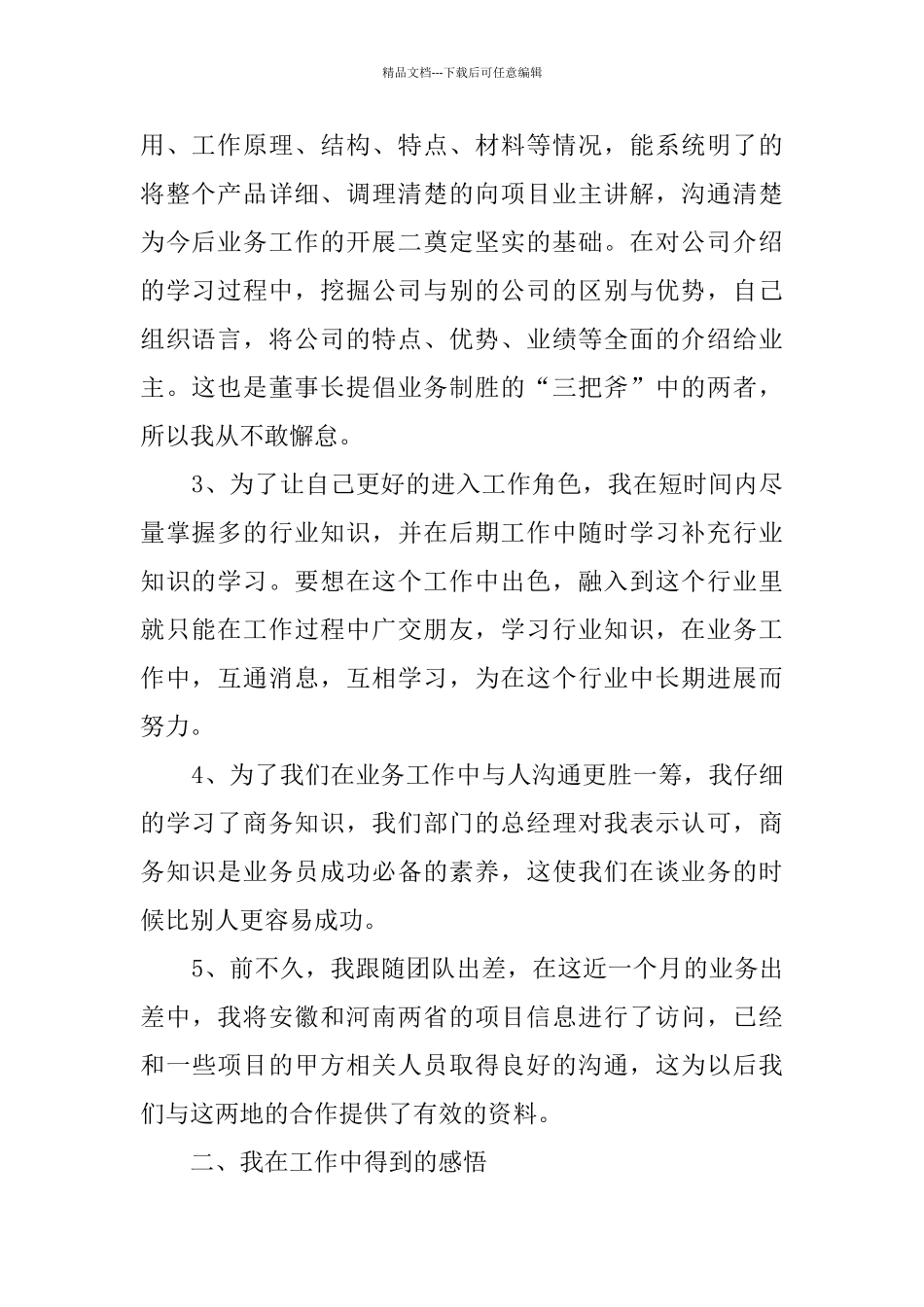 业务员试用期转正工作总结范文_第2页