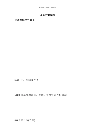 业务计划案例