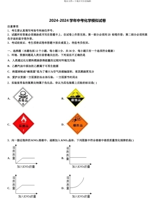 东营市重点中学毕业升学考试模拟卷化学卷含解析