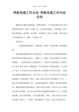 两新党建工作总结