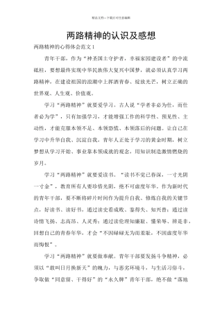 两路精神的认识及感想
