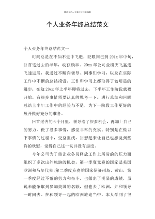 个人业务年终总结范文