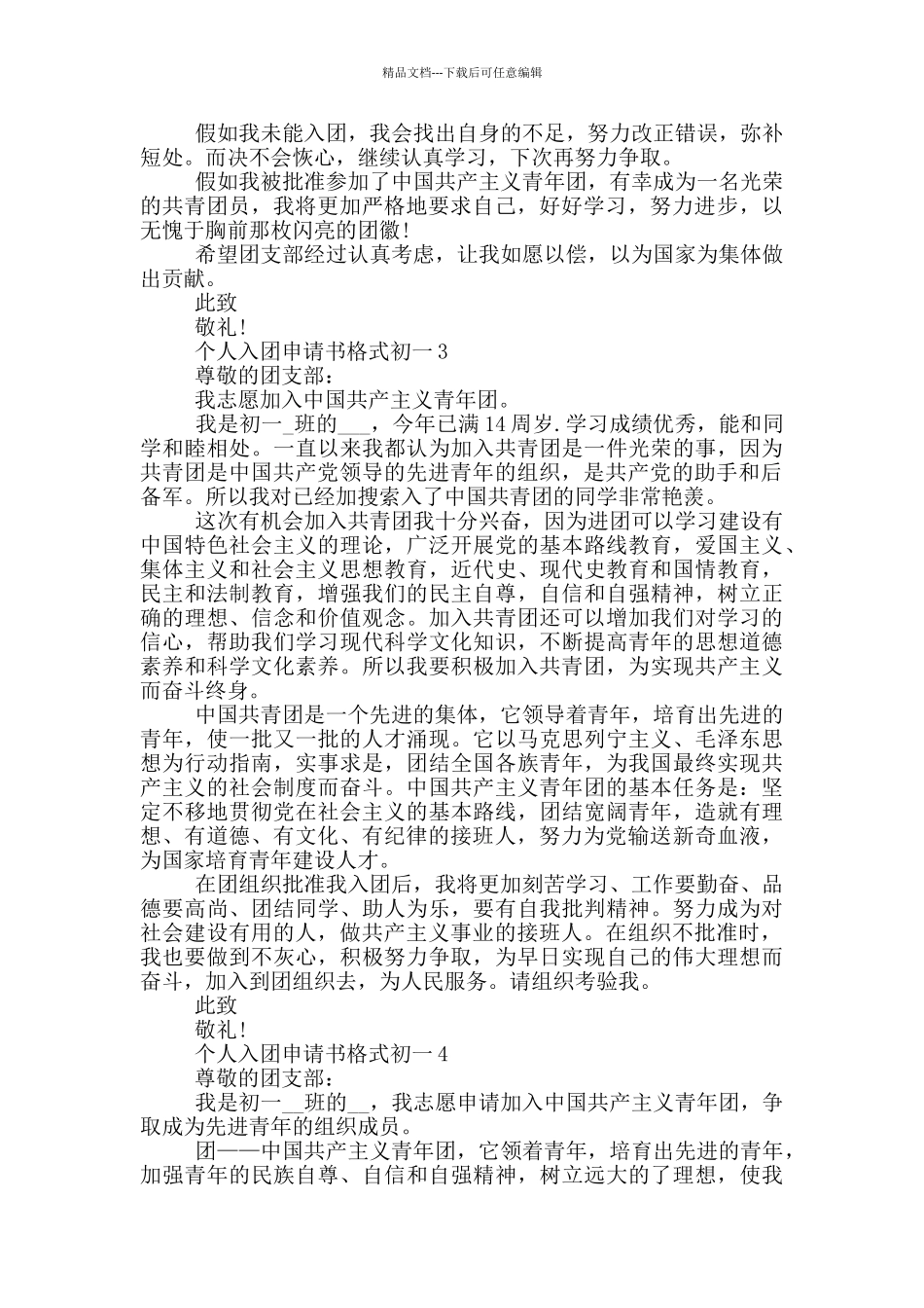 个人入团申请书格式初一_第2页