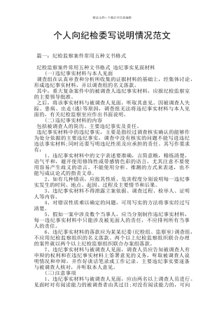 个人向纪检委写说明情况范文